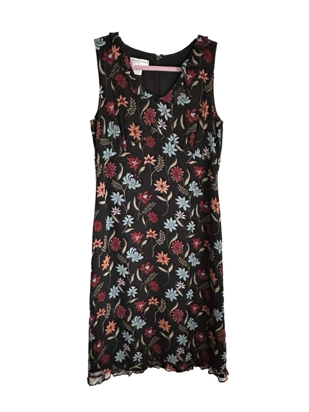 Parisian Signature Silk Babydoll Floral Midi Dress Womens 10 Office Cocktail